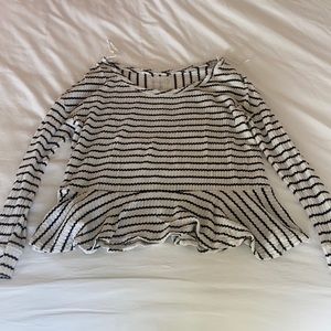Striped long sleeve ruffled shirt